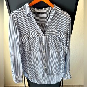 Zara Striped Blue Button-Up Shirt